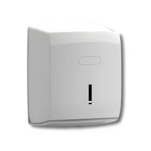 Dispensador papel mecha bobina C4040PLW Altea ABS aditivo antiestático acabado blanco sistema fluido céntrico dispensación controlada capacidad rollos Ø210mm cierre cerradura llave seguridad ranura visualización contenido dimensiones 222×320mm peso 0,87kg baños hotel restaurante lugares alta frecuencia uso profesional reducción desperdicio 40% prevención robo control consumo optimización costes