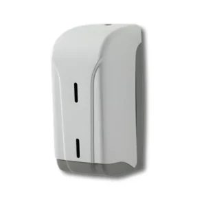 Dispensador papel mini-mecha bobina C4540PLW Altea ABS aditivo antiestático acabado blanco sistema fluido céntrico dispensación controlada capacidad rollos Ø120mm cierre cerradura llave seguridad ranura visualización contenido diseño compacto dimensiones 145×330mm peso 0,56kg baños hotel restaurante espacios reducidos profesional reducción desperdicio 40% prevención robo control consumo optimización espacio