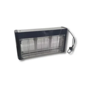 Matainsectos eléctrico D420830SN inoxidable 2 lámparas CFL 18W E27 descarga 2500V cobertura 150-350m² alimentación 220V 50Hz consumo 36W dimensiones 565×300×115mm 2,75kg cumplimiento UNE-EN 60335-1 60335-2-59 directivas baja tensión 73/23/CEE 93/68/CEE RoHS RAEE para control insectos voladores profesional espacios grandes hoteles restaurantes industrias alimentarias