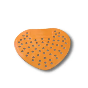 Goma urinario perfumada K4010FTP naranja cítrico 160×160×2mm goma flexible micro porosa neutralizador olores pantalla-filtro sumidero no tóxica medio ambiente envasado bolsa PE mantenimiento semanal instalaciones sanitarias profesionales urinarios caballeros