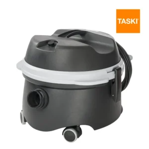 Aspirador TASKI go industrial 900W mostrando diseño compacto silencioso y motor potente para limpieza profesional