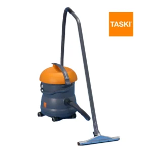 Aspirador TASKI Vacumat 12 mostrando capacidad húmedo-seco con kit intercambiable y sistema flotador dual para máxima versatilidad