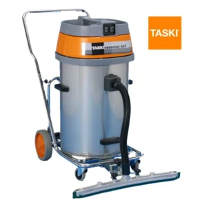 Aspirador húmedo TASKI Vacumat 44T con trolley integrado y dual motor 1900W para máxima capacidad industrial