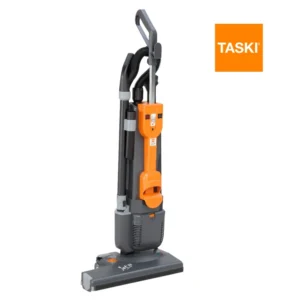 Aspiradora vertical TASKI Jet 50 mostrando gran formato con ancho 50cm y sistema dual motor para máxima productividad en espacios amplios