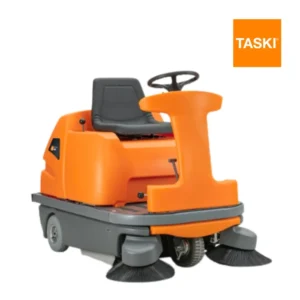 Barredora TASKI balimat 6500 mostrando sistema Tandem Roller patentado y construcción robusta de 350kg para uso intensivo